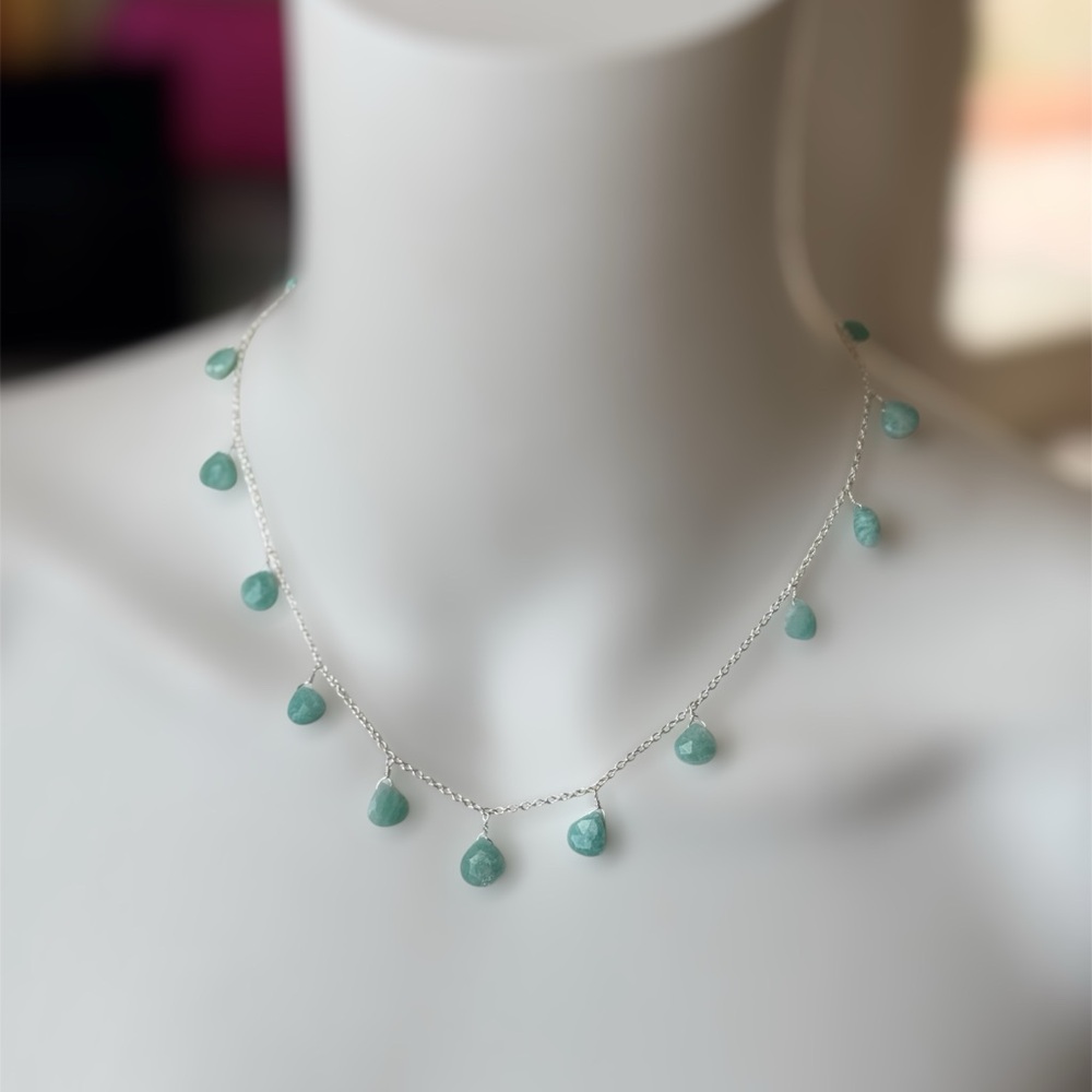 Amazonite Gemstone Necklace - 925 Sterling Silver
18 inches length